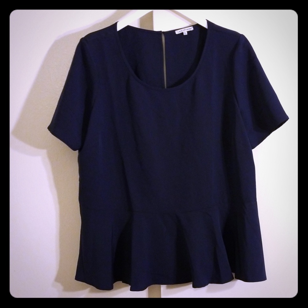 NWOT Navy Peplum Blouse